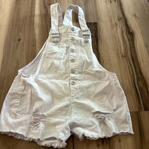 White jean shorts  romper